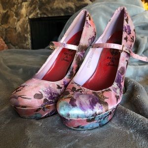 Floral satin pinup Heels